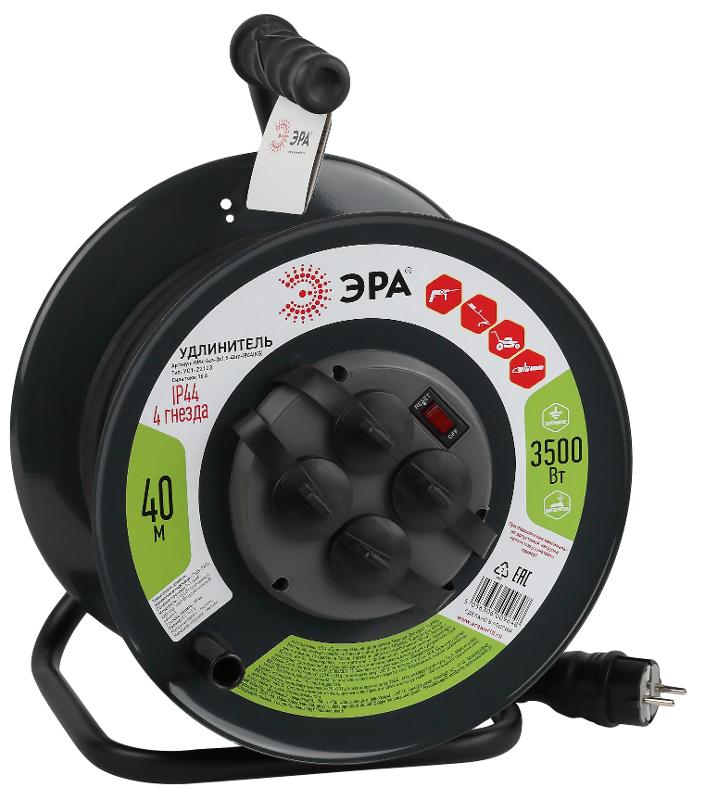 Удлинитель силовой ЭРА RMx-4es-3x1.5-40m-IP44(KG) на м. катушке c/з 4 гн 40м КГ 3х1.5 | Б0046848 | ЭРА — миниатюра 1