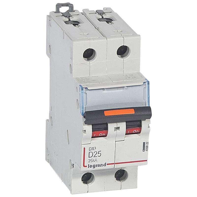 Выключатель автоматический двухполюсный DX3 25А D 25кА | 409822 | Legrand — Legrand
