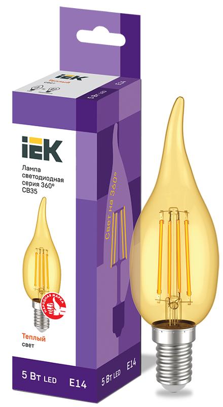 Лампа светодиодная LED CВ35 св.н/в зол. 5Вт 230В 2700К E14 серия 360° | LLF-CB35-5-230-30-E14-CLG | IEK — IEK (ИЭК)