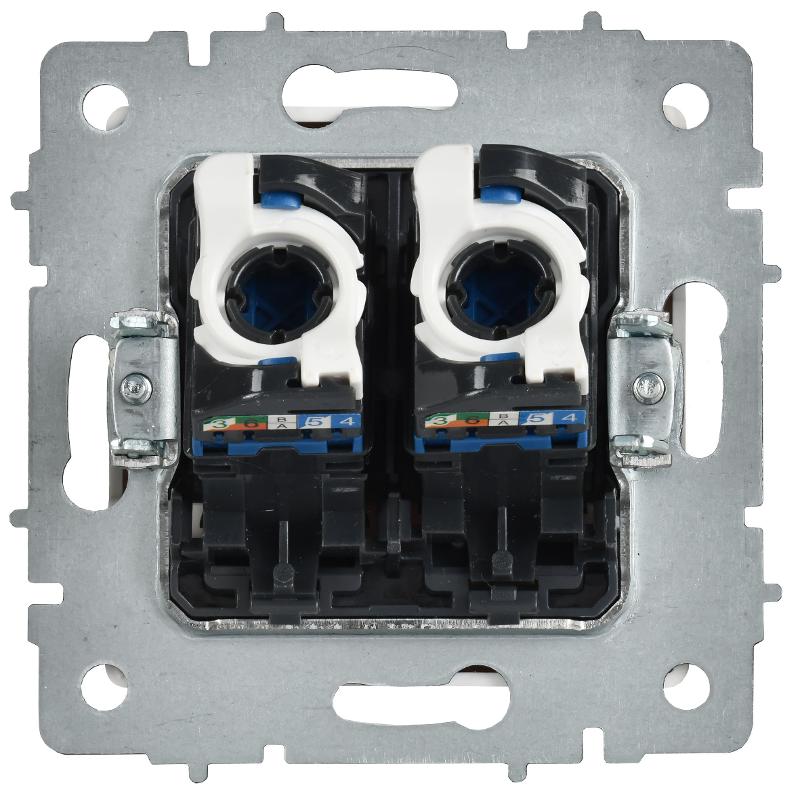 BRITE Розетка компьютерная двойная RJ45 кат.6 РК11-2-БрАБ арктический белый  | BR-K20-2-K91 | IEK — миниатюра 3