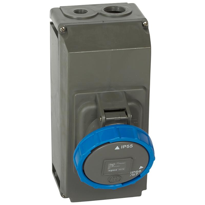 Розетка накладного монтажа в готовом корпусе Hypra - IP 66/67-55 - 2К+3 - 63 А - пластик | 059336 | Legrand — Legrand