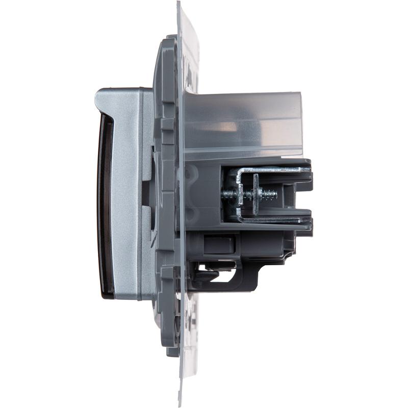 Розетка с заземлением IP44 - Legrand Etika - со штор с защ кр 16А 250В безвинтовые зажимы - алюминий — миниатюра 3