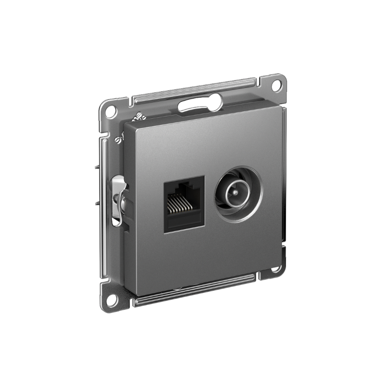 AtlasDesign Сталь Розетка 2-ая комп+TV, RJ45+TV, кат.5E, механизм | ATN000989 | SE — миниатюра 1