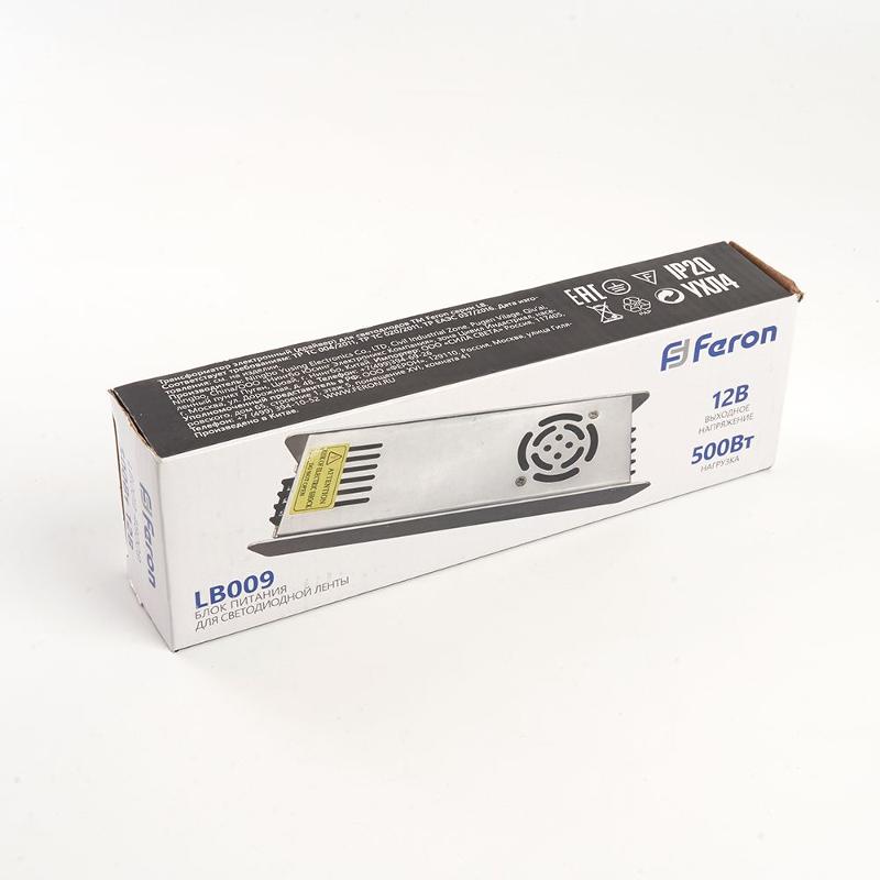 Трансформатор электронный для светодиодной ленты 500W 12V (драйвер), LB009 | 48009 | FERON — миниатюра 6