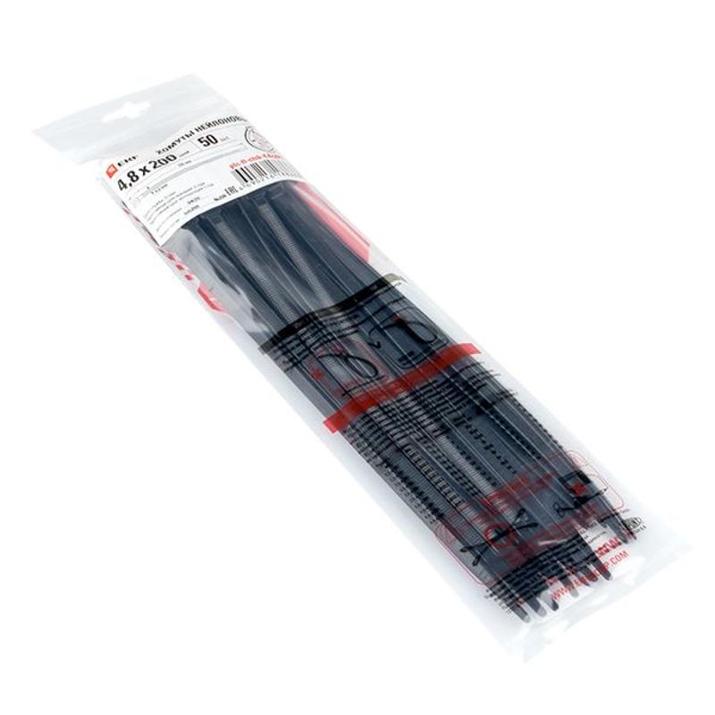 Хомут P6.6 стандартный (ч), 4.8x200 (50шт) FlexLock PROxima | plc-fl-ctsb-4.8x200-r | EKF — миниатюра 5