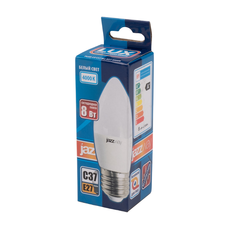 Лампа светодиодная (улучш. хар-ки) PLED-LX C37 8w E27 4000K  | .5025288 | Jazzway — Jazzway