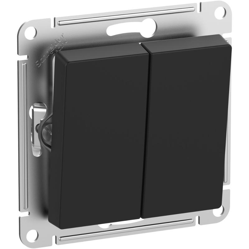 AtlasDesign Aqua Выключатель 2-клавишный, IP44, сх.5, 10АХ, механизм, Карбон | ATN441051 | SE — Systeme Electric