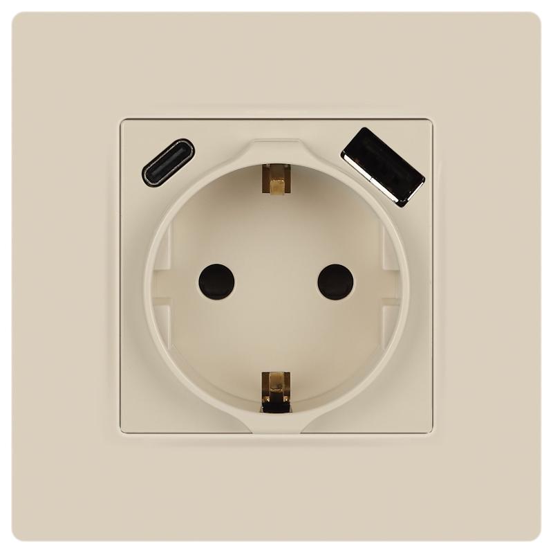 Розетка  Серия 12 12-4108-02 2P+E 16A-250В со шторками с USB type-A+C 5В-3А слоновая кость | Б0067731 | ЭРА — миниатюра 3