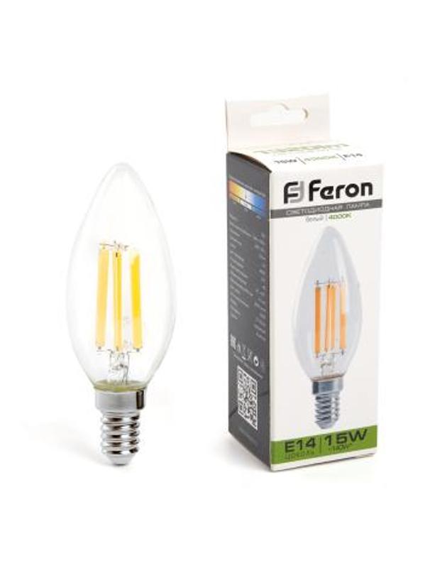 Лампа светодиодная, (15W) 230V E14 4000K прозрачная, LB-717 | 38258 | FERON — Feron