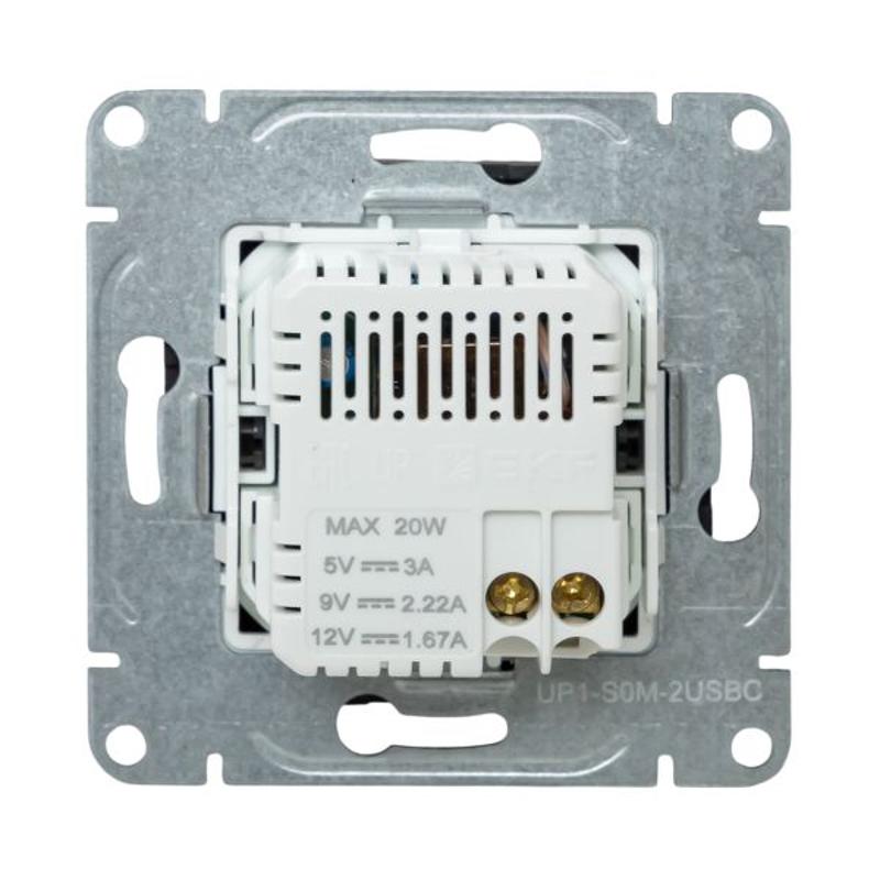 Механизм розетки USB-C - 2шт, мокко Эпика  |UP1-SOM-2USBC| EKF — миниатюра 6