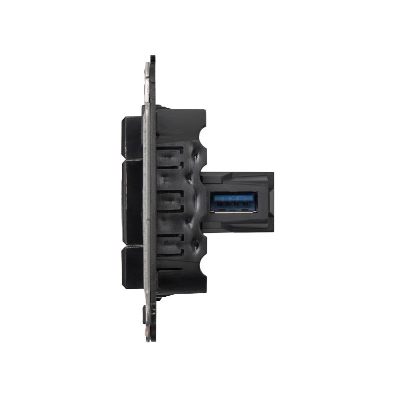 USB 3.0 розетка одинарная в стену, тип А-А, "Avanti", "Черный квадрат" — миниатюра 5