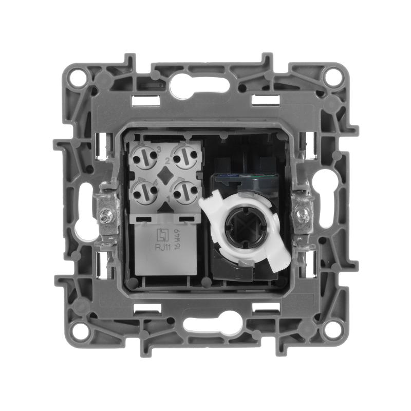Etika Антрацит Розетка телефонная + компьютерная (RJ11+RJ45) 5 кат. UTP — миниатюра 3
