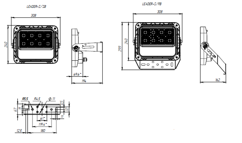 Прожектор светодиодный LEADER-S/SB 80W A45 740 RAL9006 | 1350004870 | Световые Технологии — миниатюра 2
