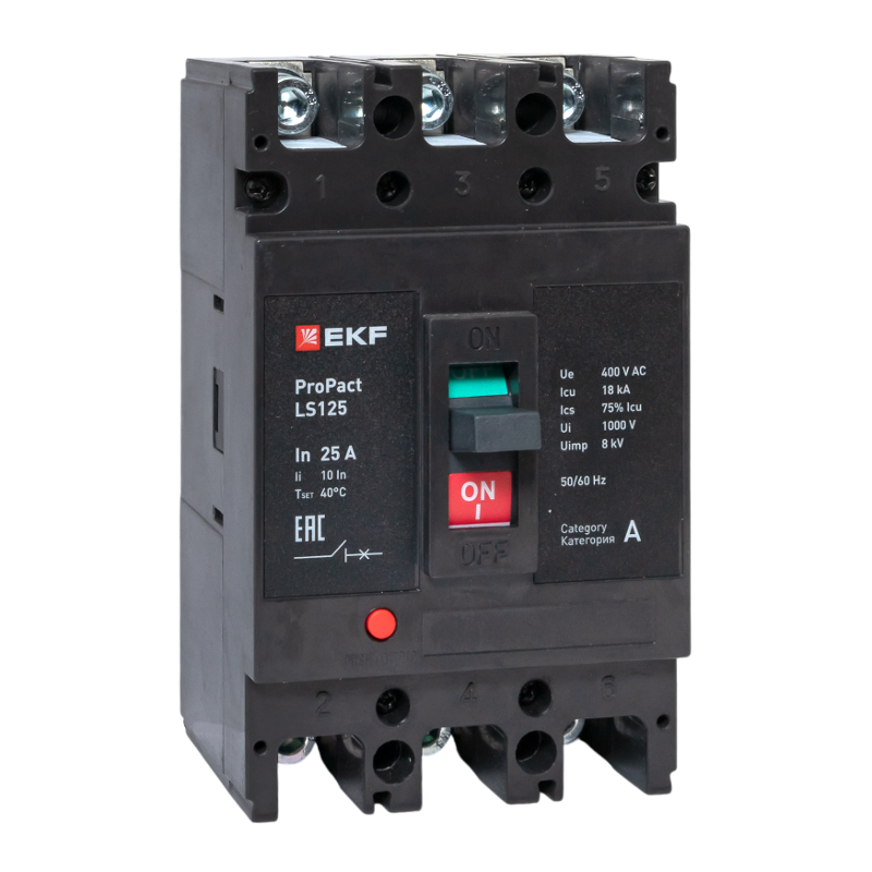 Выключатель автоматический LS125 18кА 3P 25А ProPact | mccb-125-18-3-25-ls | EKF — EKF