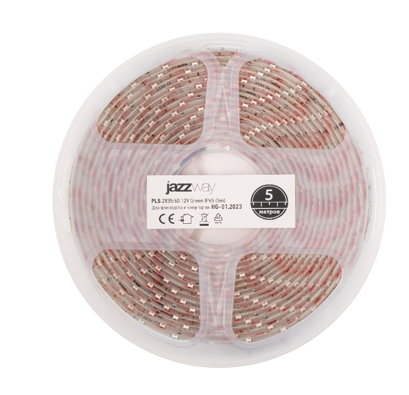 Лента светодиодная LED PLS 2835/60 6Вт 12В зеленый IP65 5м | 2858993 | Jazzway — Jazzway