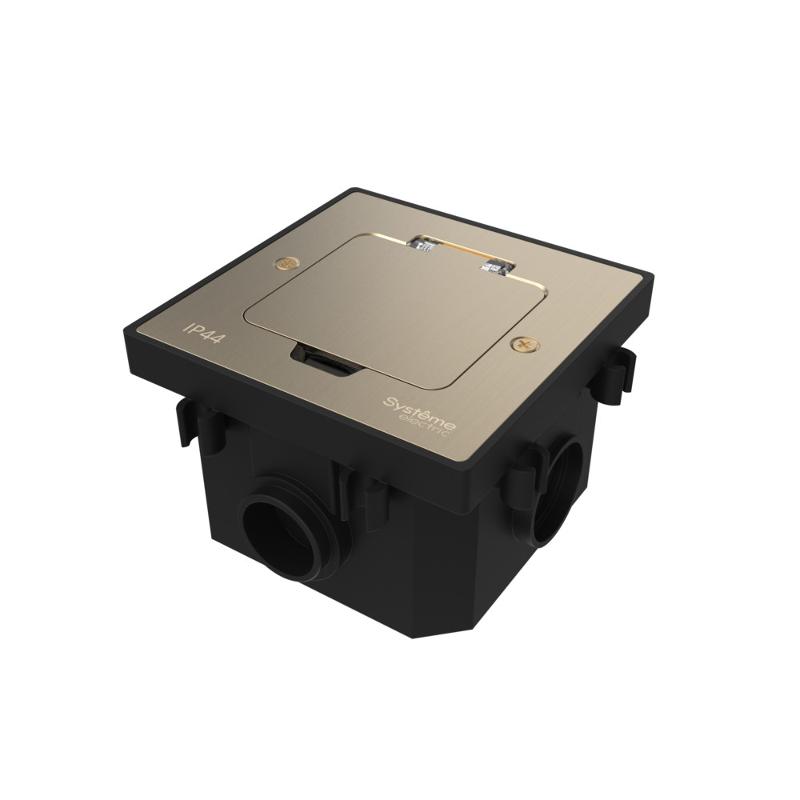 MultiDesk Лючок на 2 модуля IP44 с монтажной коробкой для бетонных полов НИКЕЛЬ, тип MDK20 | MDK20202NC | SE — Systeme Electric