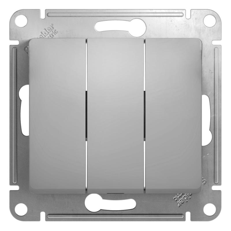 Glossa Алюминий Выключатель 3-клавишный, сх.3, 10АХ | GSL000331 | SE — Systeme Electric