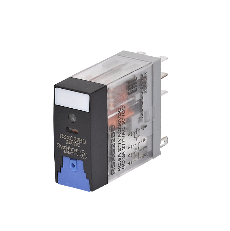 Реле 8A 2CO 24VDC тест кнопка LED | RSXG22BD | Systeme Electric — Systeme Electric