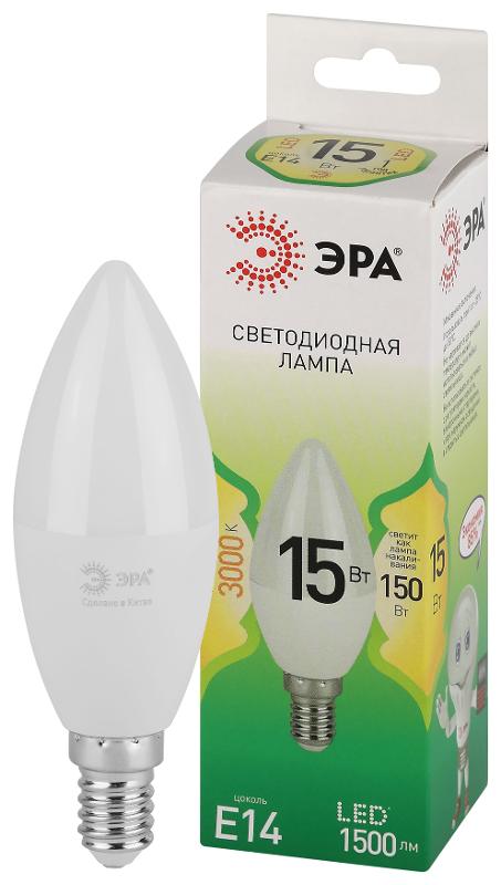 Лампа светодиодная  GREEN LINE LED B35-15W-830-E14 GL E14 15 Вт свеча теплый свет | Б0067130 | ЭРА — миниатюра 1
