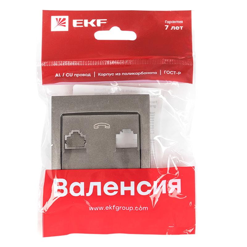 Валенсия лицевая панель розетки Phone 1-местная графит EKF PROxima |  EST01-L-034-60 |  EKF — миниатюра 3