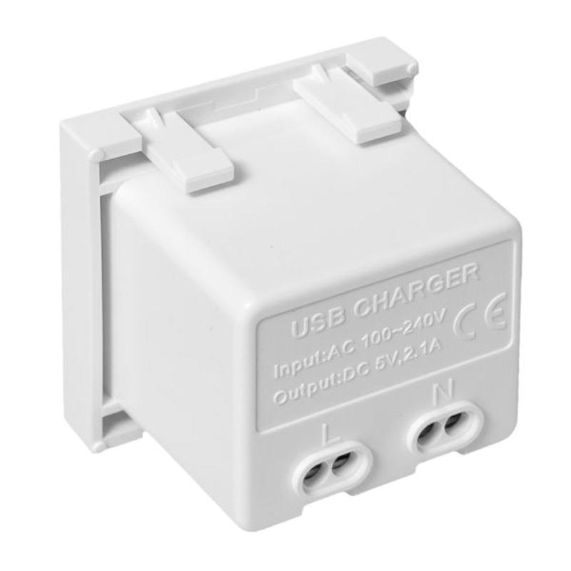 Розетка USB A+C, 2.1А, 2 гнезда, без индикатора, белая 45*45мм | E2MR2-21USB-10-AC | EKF — миниатюра 21