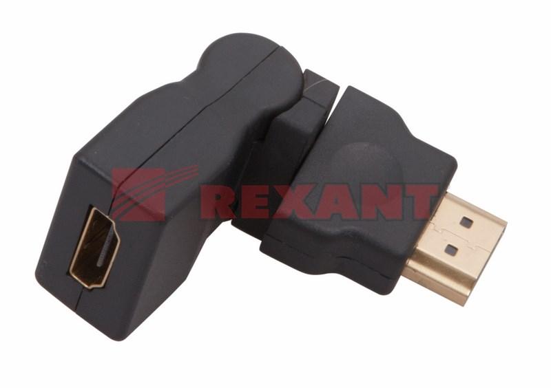 Переходник штекер HDMI - гнездо HDMI, поворотный | 17-6813 | REXANT — миниатюра 3