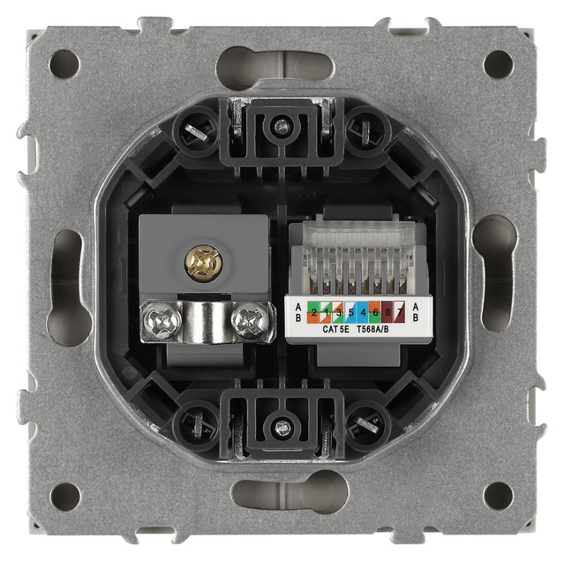 Розетка Galaxy 15-3110-07 комбинированная RJ45+TV IP20 титан | Б0070788 | ЭРА — миниатюра 5