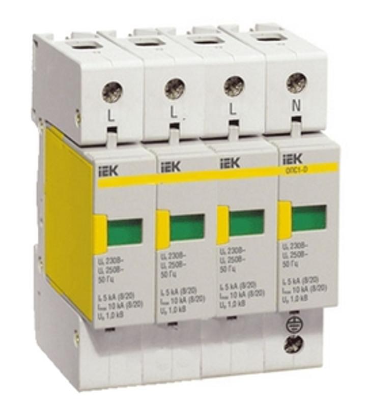 Ограничитель импульсного перенапряжения ОПС1-D 4Р In=5kA Un=230B Im=10kA | MOP20-4-D | IEK — миниатюра 2