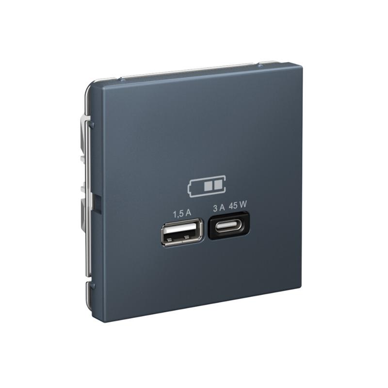 ArtGallery Грифель Розетка USB A + тип-C 45Вт высокоскор.заряд. QC, PD, механизм | GAL000729 | SE — миниатюра 2