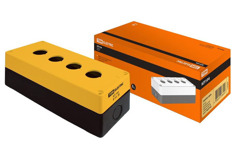 Корпус КП104 для кнопок 4места желтый  | SQ0705-0009 | TDM — TDM ELECTRIC