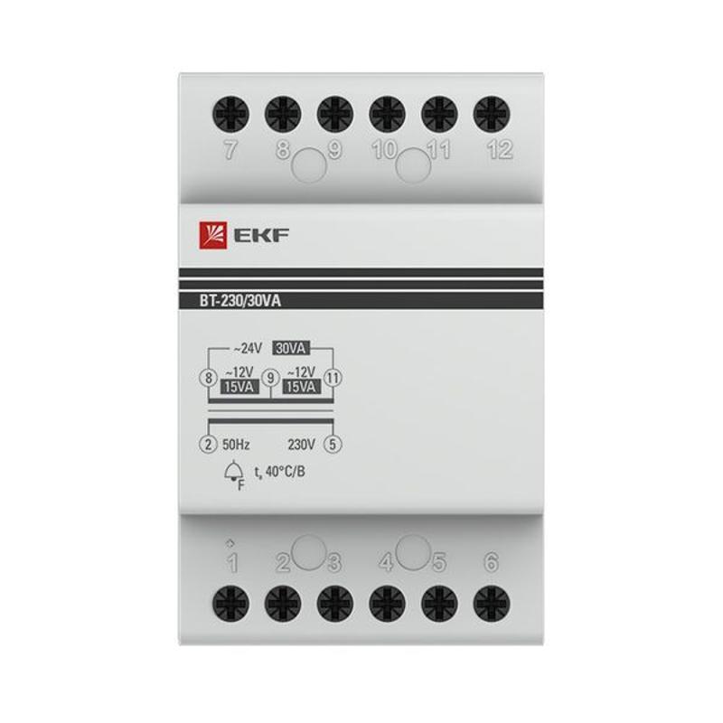 Трансформатор звонковый модульный BT-230В/12-12В 30ВА EKF PROxima | bt-230/30va | EKF — миниатюра 6