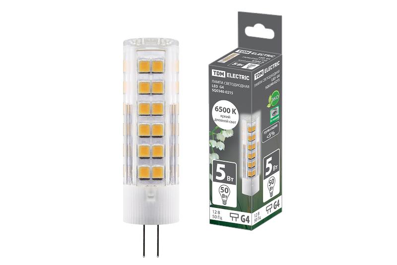 Лампа светодиодная G4-5 Вт-AC/DC 12 В-6500 К, SMD, 16x57 мм | SQ0340-0215 | TDM — фото 1 | Sento