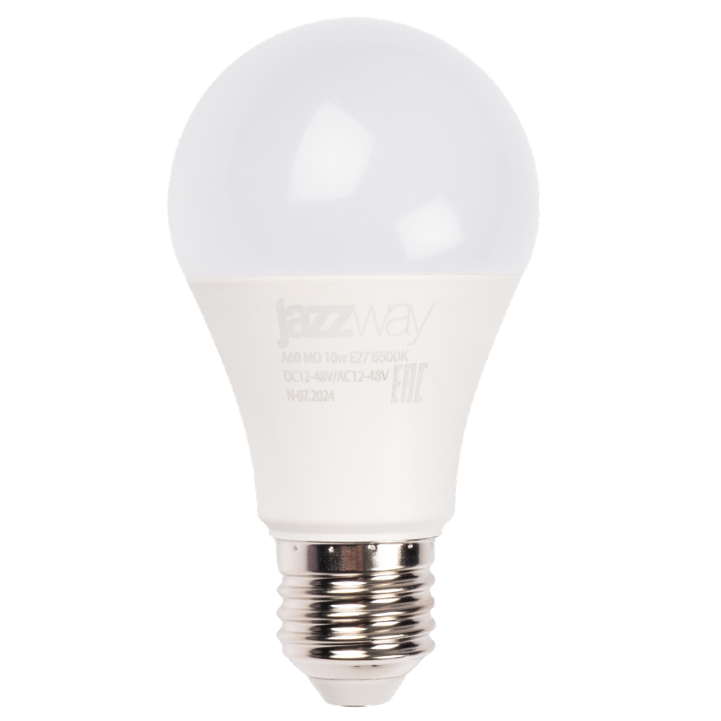 Лампа светодиодная низковольтная PLED-A60 МО 10w 6500K E27 DC12-48V/AC12-48V  | .5050532  | Jazzway — фото 1 | Sento
