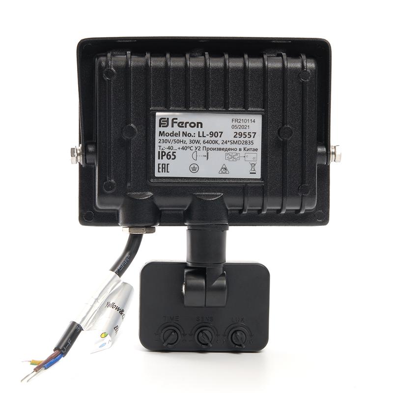 Прожектор светодиодный с датчиком LL-907 IP44 30W 6400K | 29557 | Feron — миниатюра 2