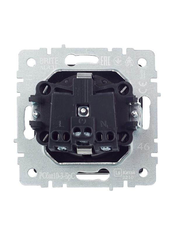 BRITE Розетка с заземлением со шторками с кр. 16А IP20 РСбш10-3-БрС сталь | BR-R16-16-K46 | IEK — миниатюра 7