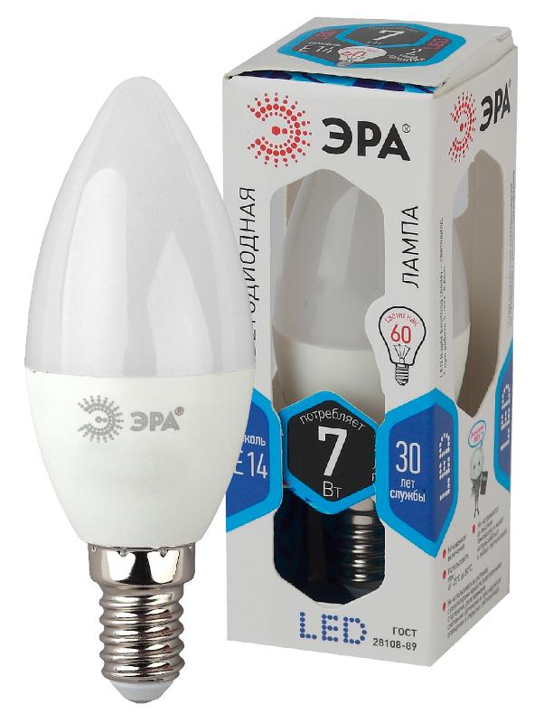 Лампа светодиодная LED 7Вт E14 220В 4000К smd B35 свеча | Б0020539 | ЭРА — ЭРА (Энергия света)