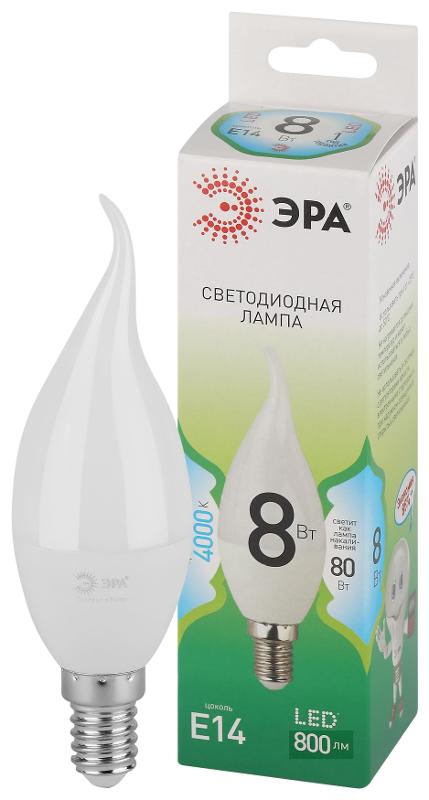 Лампа светодиодная  GREEN LINE LED BXS-8W-840-E14 GL E14 8 Вт свеча на ветру яркий белый свет | Б0067114 | ЭРА — миниатюра 1