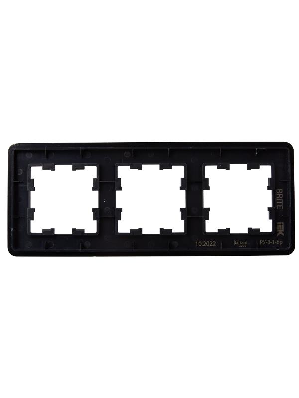 BRITE Рамка 3-ая РУ-3-1-Бр металл черный RE AL | BR-M32-M-21-K02 | IEK — миниатюра 3