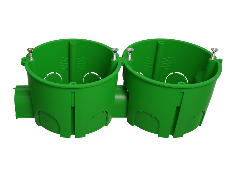 Коробка установочная  KUTS1-68-45-green зеленая 68х45мм для твердых стен с саморезами, один стыковочный узел IP20 KUTS1-68-45-green | Б0061164 | ЭРА — миниатюра 2