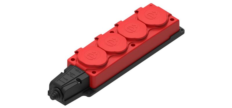 Колодка 4 гнезда 2К+З каучуковая 16А/250В IP44 Красная MultiSet | MST4124RD | SE — Systeme Electric