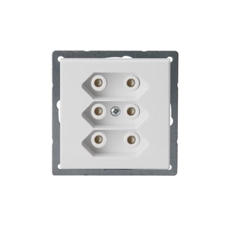 Розетка 3*EuroSocket 6А 230В, без заземления, белый | 303UC-84  | 2TKA00000433 | ABB — ABB
