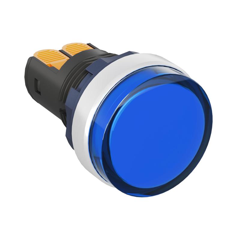Сигнальный индикатор со встроенным диодом 220В, синий, алюминий, зажим Plug-In | M22L-F220BAP | DKC — миниатюра 1
