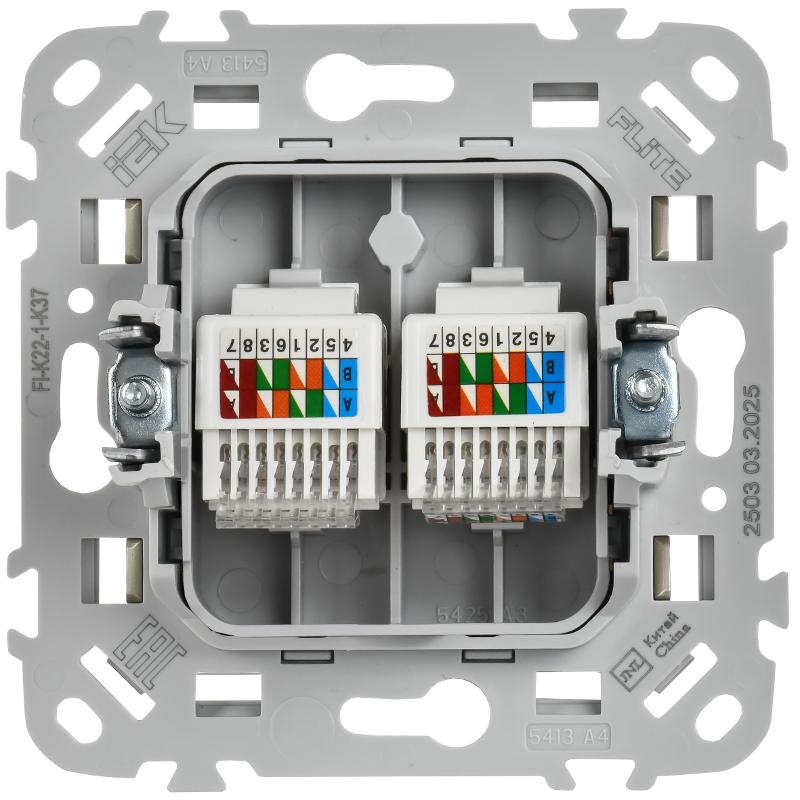 FLITE Розетка 2-ая компьютерная RJ45 кат.5Е UTP РК5е-2-0-ФлШ шампань | FI-K22-1-K37 | IEK — миниатюра 3