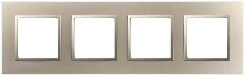 Рамка для розеток и выключателей Elegance 14-5014-04 Classic, на 4 поста, шампань | Б0060589 | ЭРА — миниатюра 1