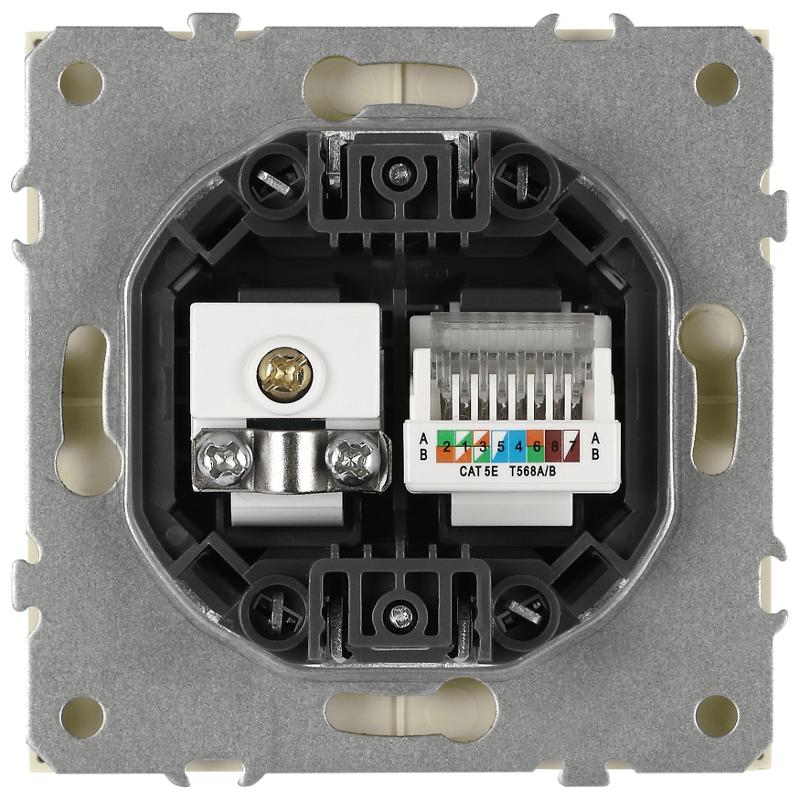 Розетка Galaxy 15-3110-02 комбинированная RJ45+TV IP20 слоновая кость | Б0070778 | ЭРА — миниатюра 3
