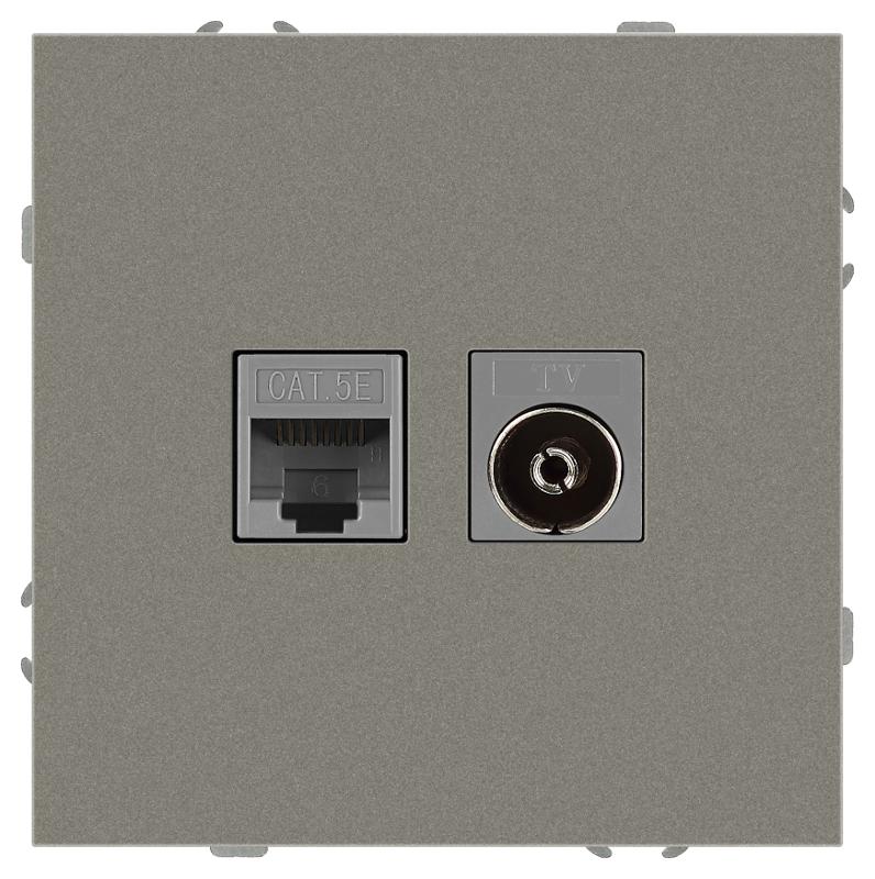 Розетка Galaxy 15-3110-07 комбинированная RJ45+TV IP20 титан | Б0070788 | ЭРА — миниатюра 4