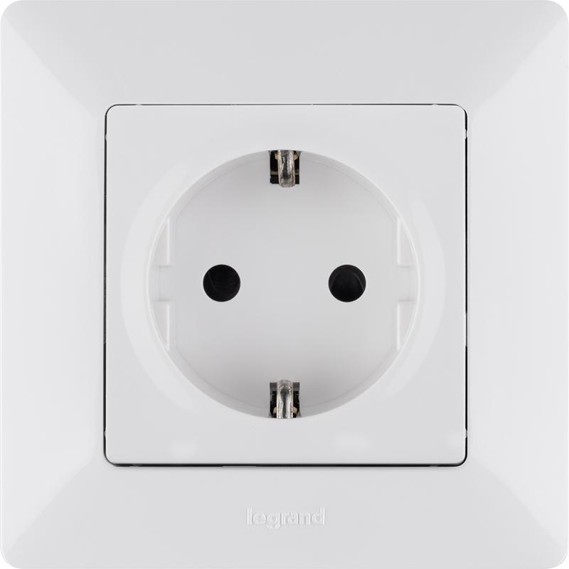 Valena LIFE DIY Белый Розетка 1-ая с/з с защитными шторками, безвинт.зажим — миниатюра 6