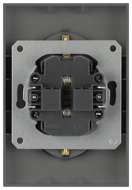 Розетка Arktik 16-2105-06 двойная с заземлением 2X2P+E Schuko со шторками 16А-250В графит | Б0070459 | ЭРА — миниатюра 4