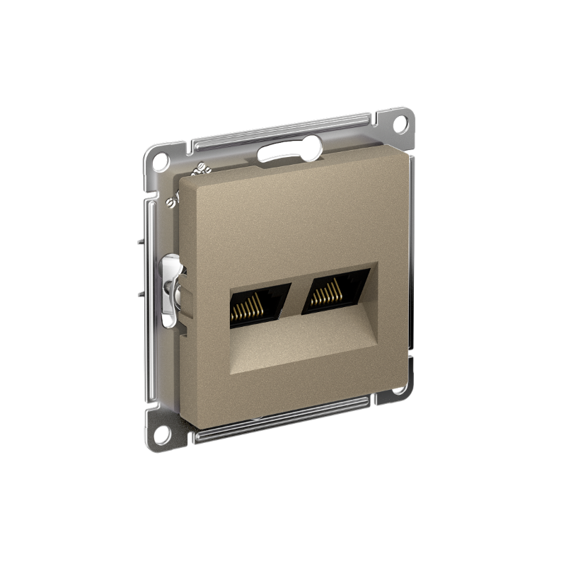 AtlasDesign Шампань Розетка 2-ая компьютерная RJ45+RJ45, кат.5E, механизм | ATN000585 | SE — Systeme Electric