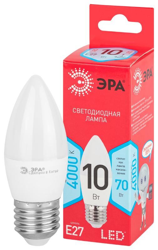 Лампа светодиодная RED LINE LED B35-10W-840-E27 R Е27 / E27 10 Вт свеча нейтральный белый свет | Б0050696 | ЭРА — миниатюра 1